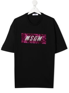 Msgm Kids футболка с вышитым логотипом