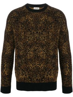 Saint Laurent жаккардовый джемпер с леопардовым принтом
