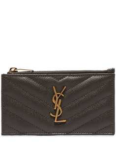 Saint Laurent стеганый картхолдер с монограммой