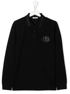 Moncler Enfant рубашка поло с длинными рукавами и логотипом