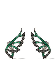 Stephen Webster серьги Magnipheasant из белого золота с изумрудами и бриллиантами