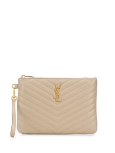 Saint Laurent стеганый клатч с монограммой