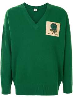 Kent & Curwen джемпер с V-образным вырезом и нашивкой-логотипом