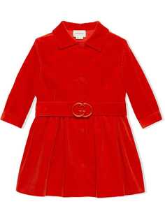 Gucci Kids вельветовое пальто с поясом