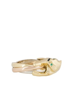 Cartier золотое кольцо Panthère pre-owned с ониксом и изумрудом