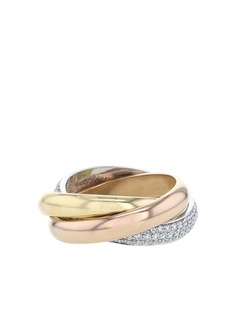 Cartier золотое кольцо Trinity среднего размера с бриллиантами pre-owned