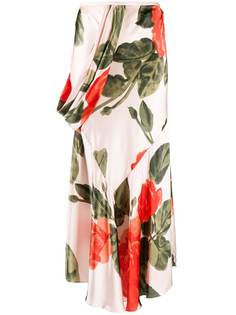 Simone Rocha юбка миди с цветочным принтом и драпировкой