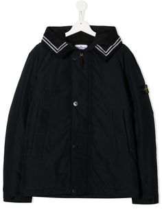 Stone Island Junior пуховик с воротником в полоску