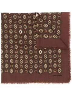 Saint Laurent платок с принтом и бахромой