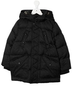 Burberry Kids жаккардовый пуховик с монограммой