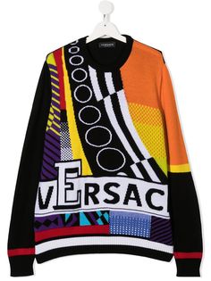 Young Versace джемпер в стиле колор-блок с логотипом