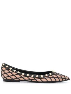 Valentino Garavani балетки Rockstud с заостренным носком и вставками