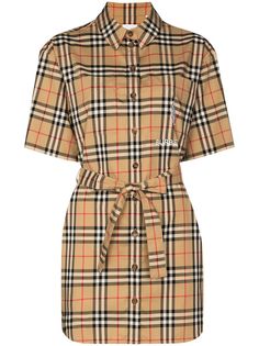 Burberry платье-рубашка Rachel в клетку Vintage Check