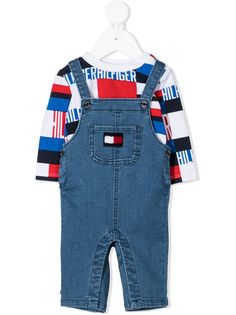 Tommy Hilfiger Junior комплект из джинсового комбинезона и топа с логотипом