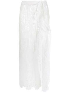 The Attico юбка миди из цветочного кружева с разрезом