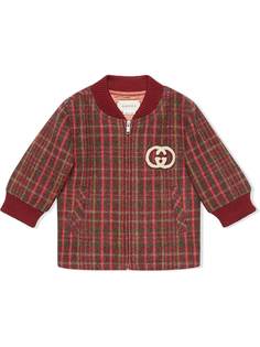 Gucci Kids клетчатый бомбер