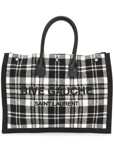 Saint Laurent клетчатая сумка-тоут Rive Gauche