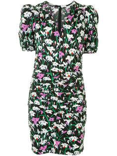 Veronica Beard платье мини с пышными рукавами и цветочным принтом