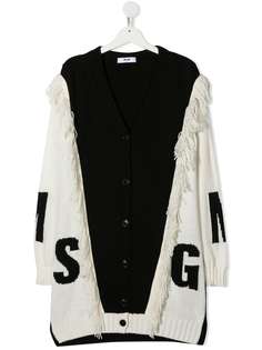 Msgm Kids кардиган с бахромой и логотипом