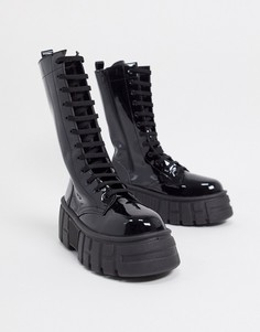 Черные лакированные ботинки ASOS DESIGN Athens 2-Черный цвет