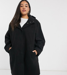 Черное фактурное пальто с капюшоном ASOS DESIGN Curve-Черный цвет