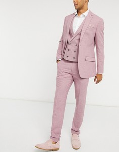 Зауженные брюки розового цвета из ткани с добавлением шерсти Topman-Розовый цвет