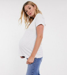 Меланжевая футболка из органического хлопка с круглым вырезом ASOS DESIGN Maternity-Белый