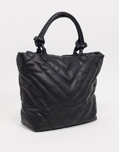 Черная стеганая сумка-тоут Pieces-Черный цвет