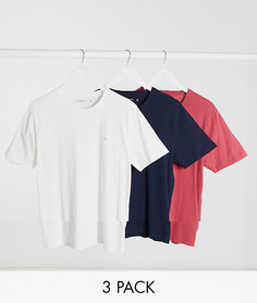 Набор из 3 футболок черного/белого/красного цвета с круглым вырезом и логотипом Abercrombie & Fitch-Мульти