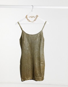 Золотистое платье мини на бретельках с эффектом металлик I Saw It First-Золотистый