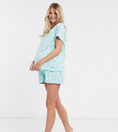 Мятная пижама из футболки и шортов ASOS DESIGN Maternity-Зеленый