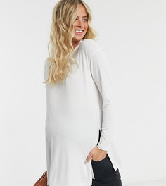 Белый лонгслив в рубчик ASOS DESIGN Maternity