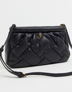 Черный кожаный клатч-подушка Kurt Geiger London