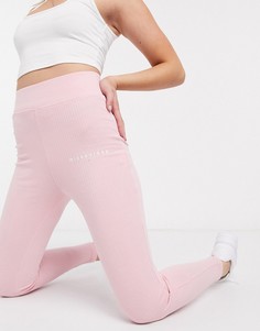Розовые леггинсы в рубчик Missguided-Розовый цвет