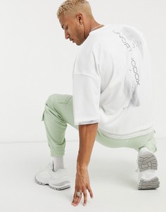 Oversized-футболка с текстовым принтом ASOS DESIGN-Белый