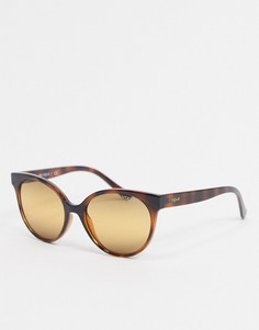 Солнцезащитные очки в черепаховой круглой оправе Vogue-Коричневый