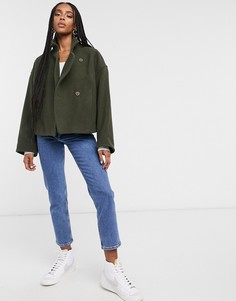 Куртка цвета хаки из переработанной шерсти с запахом & Other Stories-Зеленый цвет