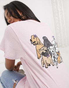 Oversized-футболка с принтом на спине New Love Club-Розовый