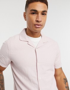 Розовая рубашка на основе льна с короткими рукавами Abercrombie & Fitch-Розовый цвет
