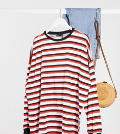 Белый лонгслив в полоску с манжетами ASOS DESIGN Curve