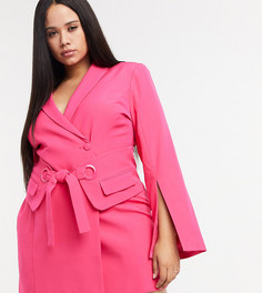 Розовое платье-пиджак с поясом Lavish Alice Plus-Розовый цвет