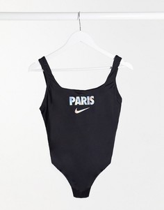 Черный слитный купальник с принтом "Paris" Nike city series-Черный цвет