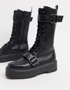 Черные ботинки с пряжками ASOS DESIGN-Черный цвет