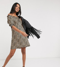 Платье мини с леопардовым принтом Wednesdays Girl-Коричневый