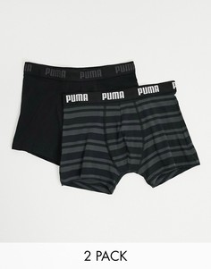 2 боксеров (темно-синие/в полоску) с логотипом на поясе Puma-Темно-синий