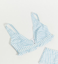 Синий бикини-топ для груди большого размера в полоску Peek & Beau-Голубой