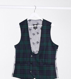 Зеленый жилет в шотландскую клетку Twisted Tailor TALL