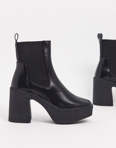 Черные ботинки челси на каблуке Public Desire-Черный цвет