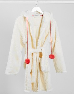 Кремовый мягкий халат с отделкой "Лама" Loungeable