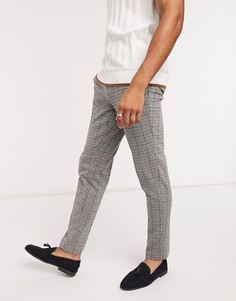 Клетчатые брюки с эластичным поясом Only & Sons-Голубой